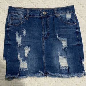 Ripped Denim Skirt